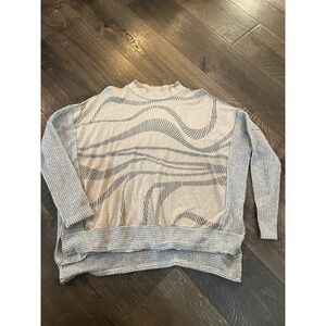 Ces Femme Striped Mock Neck Sweatshirt Pullover Women's Size Small Oversized